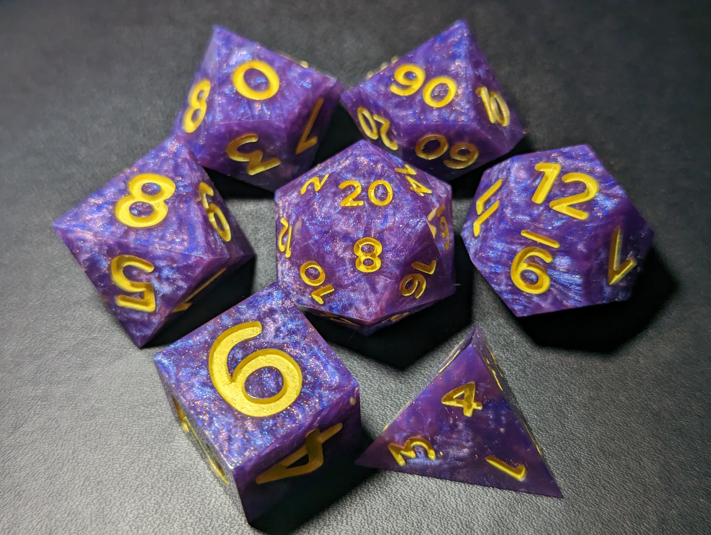 Lilac Twist - Set of 7 polyhedral sharp edge dice