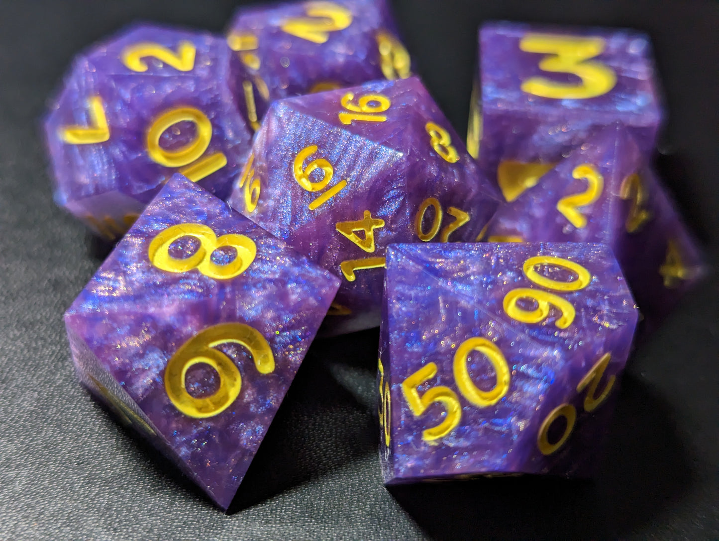 Lilac Twist - Set of 7 polyhedral sharp edge dice