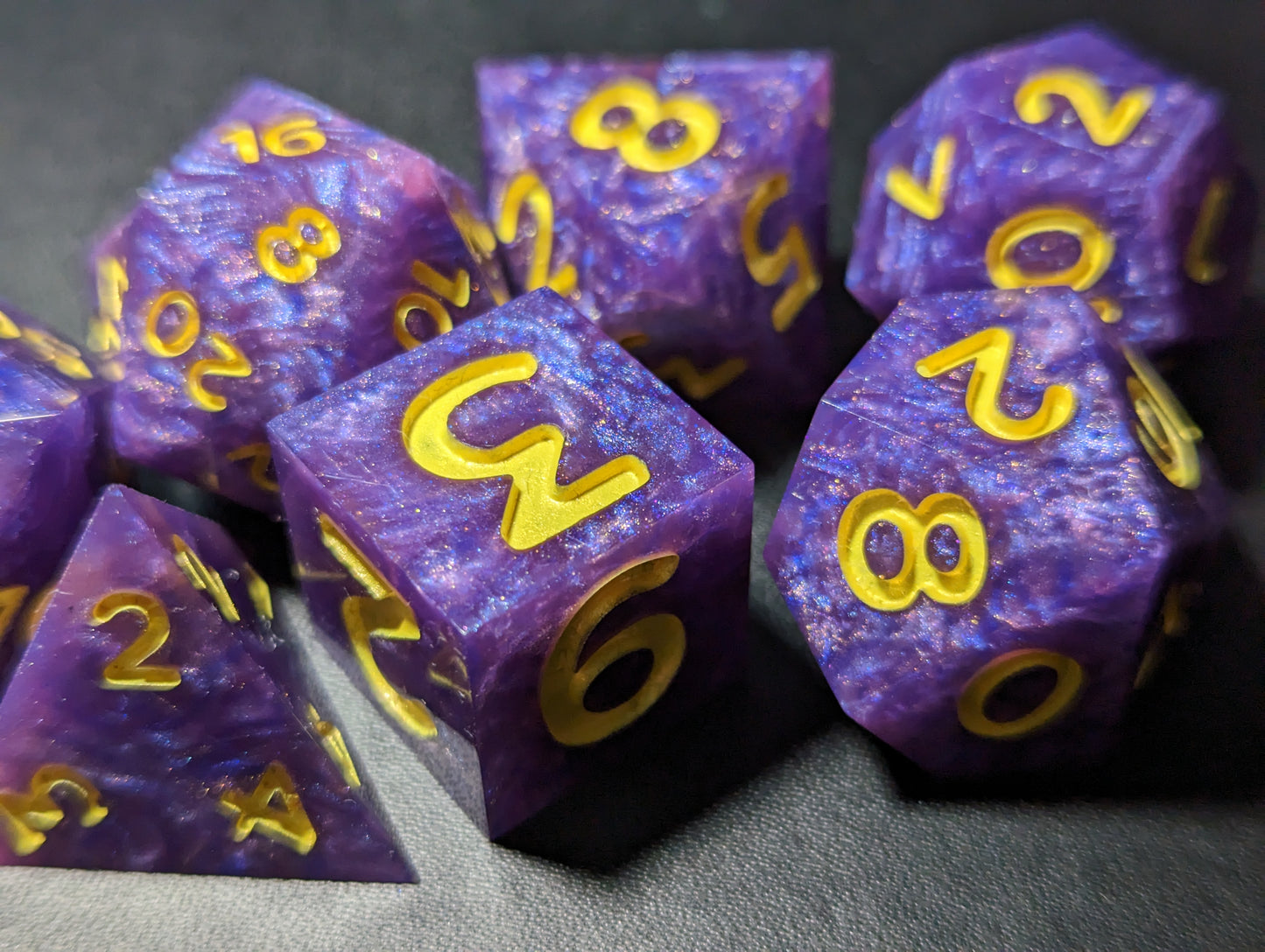 Lilac Twist - Set of 7 polyhedral sharp edge dice