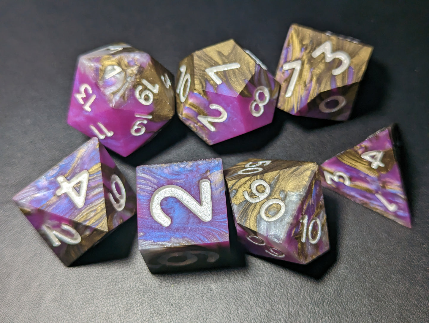 Touch the Sky - Matte Finish - Set of 7 polyhedral sharp edge dice