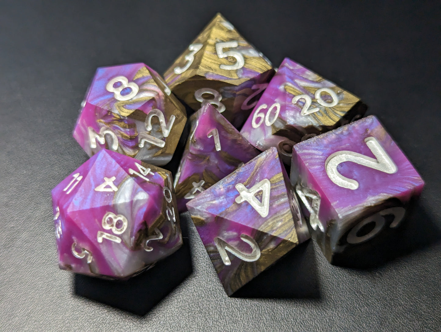 Touch the Sky - Matte Finish - Set of 7 polyhedral sharp edge dice