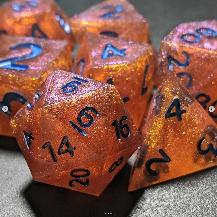 Orange you glad to see me? - Set of 7 polyhedral sharp edge dice