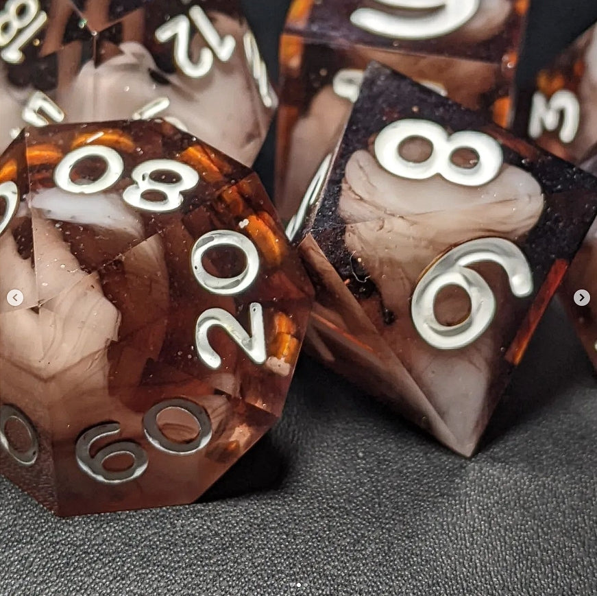 I like my sugar with coffee & cream - Set of 7 polyhedral sharp edge dice