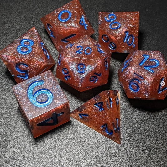 Orange you glad to see me? - Set of 7 polyhedral sharp edge dice