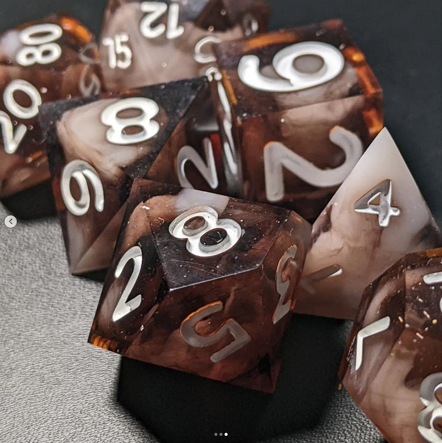 I like my sugar with coffee & cream - Set of 7 polyhedral sharp edge dice