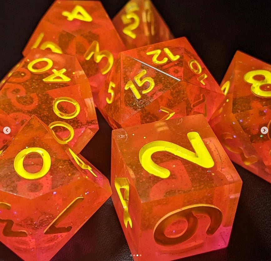 Orange Soda - Set of 7 polyhedral sharp edge dice