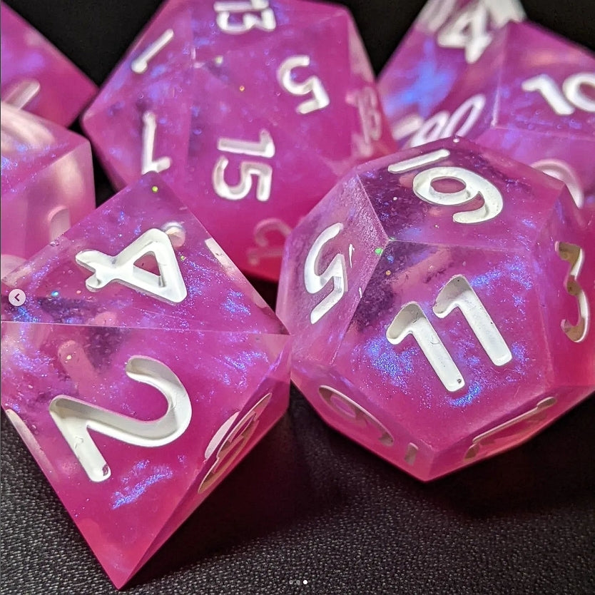 Touch of Astilbe - Set of 7 polyhedral sharp edge dice