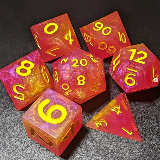 Rising Sky - Set of 7 polyhedral sharp edge dice