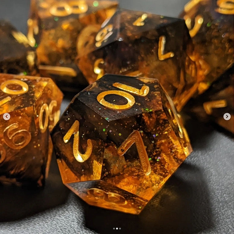 Embers - Set of 7 polyhedral sharp edge dice