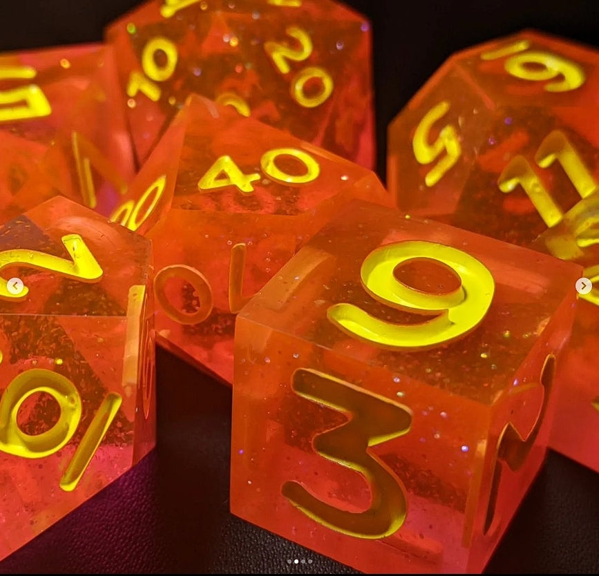 Orange Soda - Set of 7 polyhedral sharp edge dice