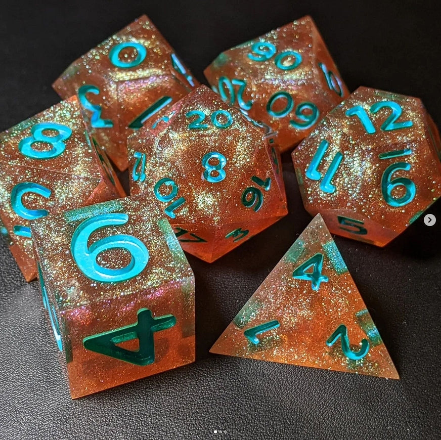 Club Tropicana - Set of 7 polyhedral sharp edge dice