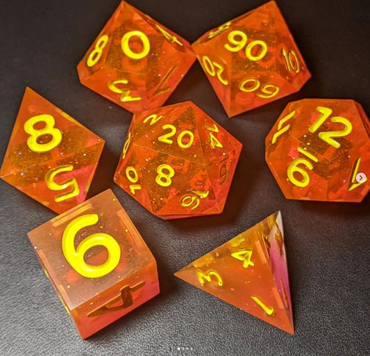 Orange Soda - Set of 7 polyhedral sharp edge dice