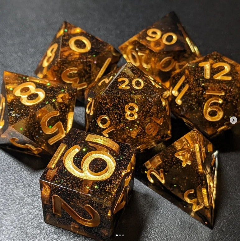 Embers - Set of 7 polyhedral sharp edge dice