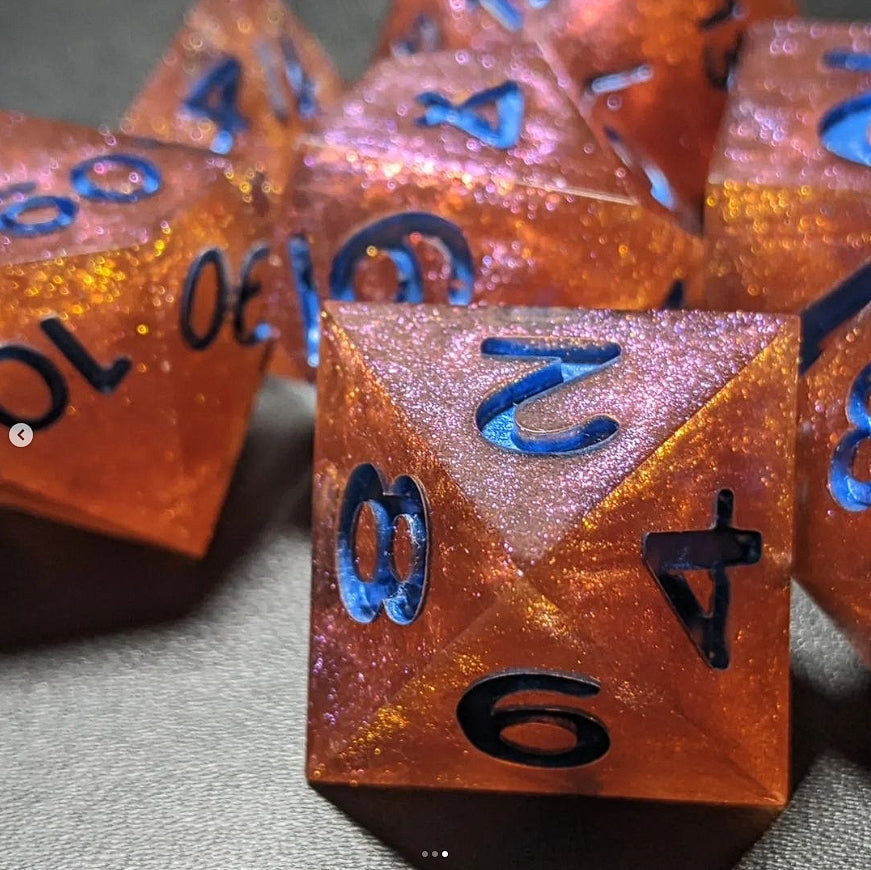 Orange you glad to see me? - Set of 7 polyhedral sharp edge dice