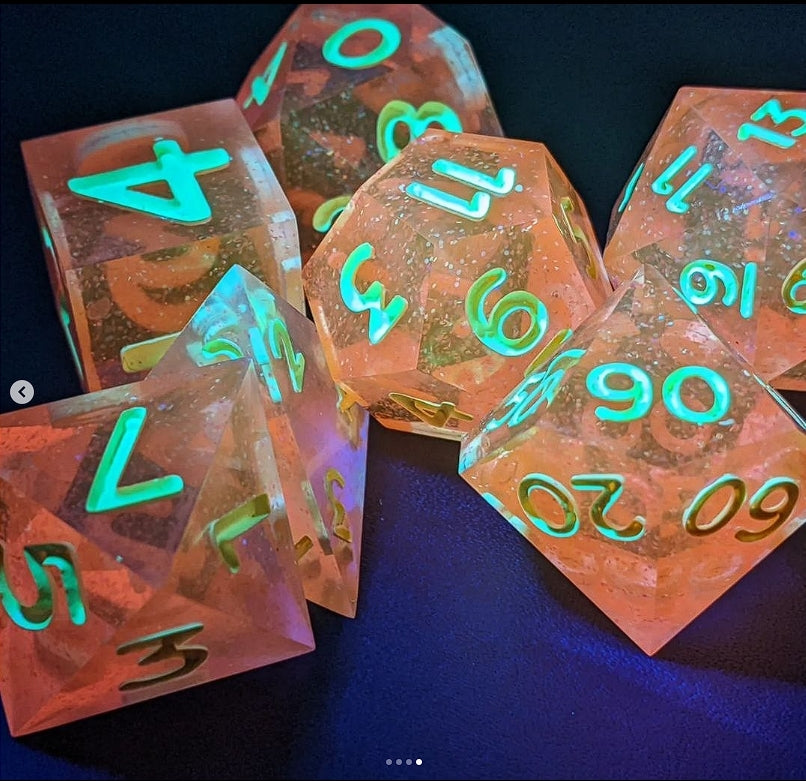 Orange Soda - Set of 7 polyhedral sharp edge dice